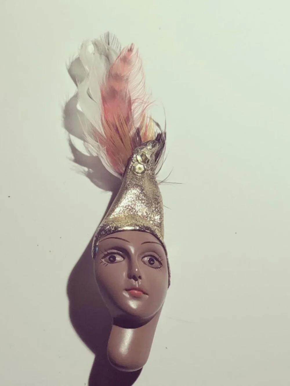 Masquerade Face Feather Brooch Pin